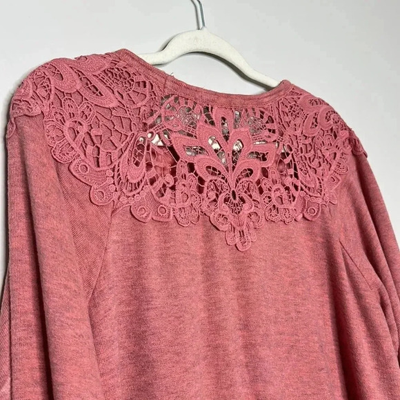 Women's Lace Detail Sweatshirt - Knox Rose Pink Size XXL - Picture 9 of 10